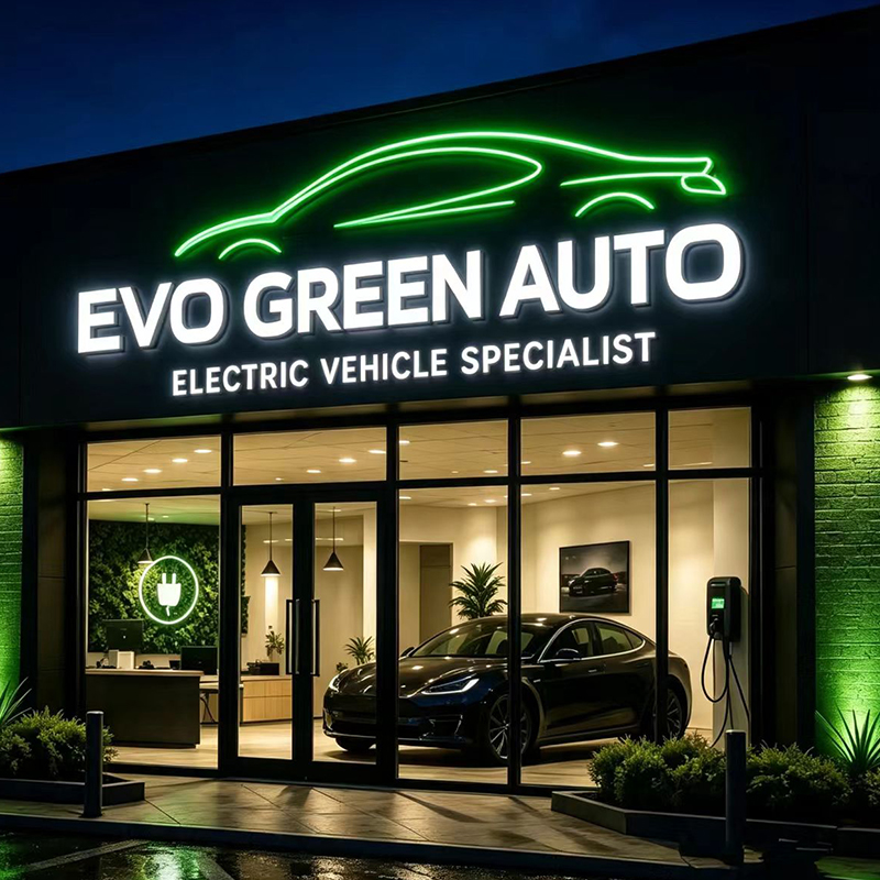Auto Repair Shop Logo - Custom LED Backlit Letter Sign Outdoor