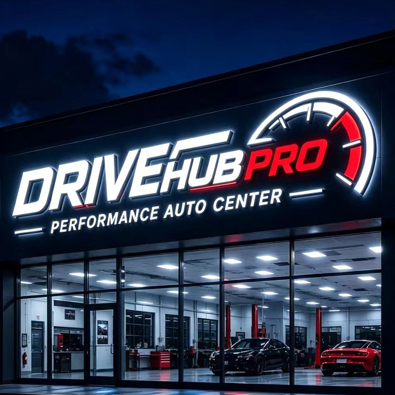 Custom LED Backlit Letter Sign - Auto Repair Shop Logo ulasan dan harga