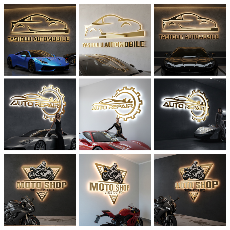 Custom 3D Backlit Metal Letter - Auto Repair Shop Logo ulasan dan harga