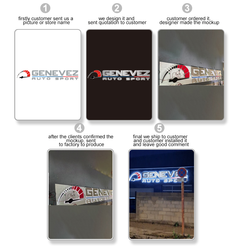 Custom 3D Backlit Metal Letter - Auto Repair Shop Logo ulasan dan harga