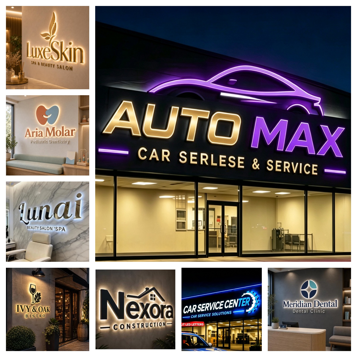 3D Custom LED Illuminated Lett - Auto Repair Shop Logo ulasan dan harga